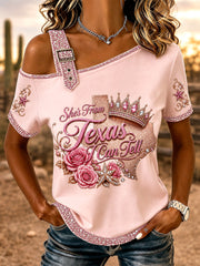 Women's She's From Texas I Can Tell Print Casual Tee gracestitchs