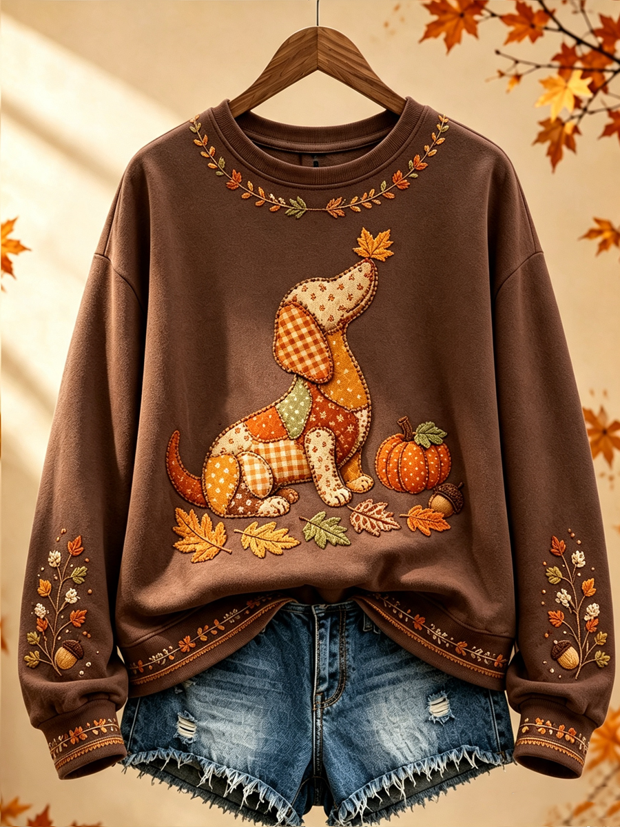 Women's Autumn Dog Regular Sweatshirt gracestitchs