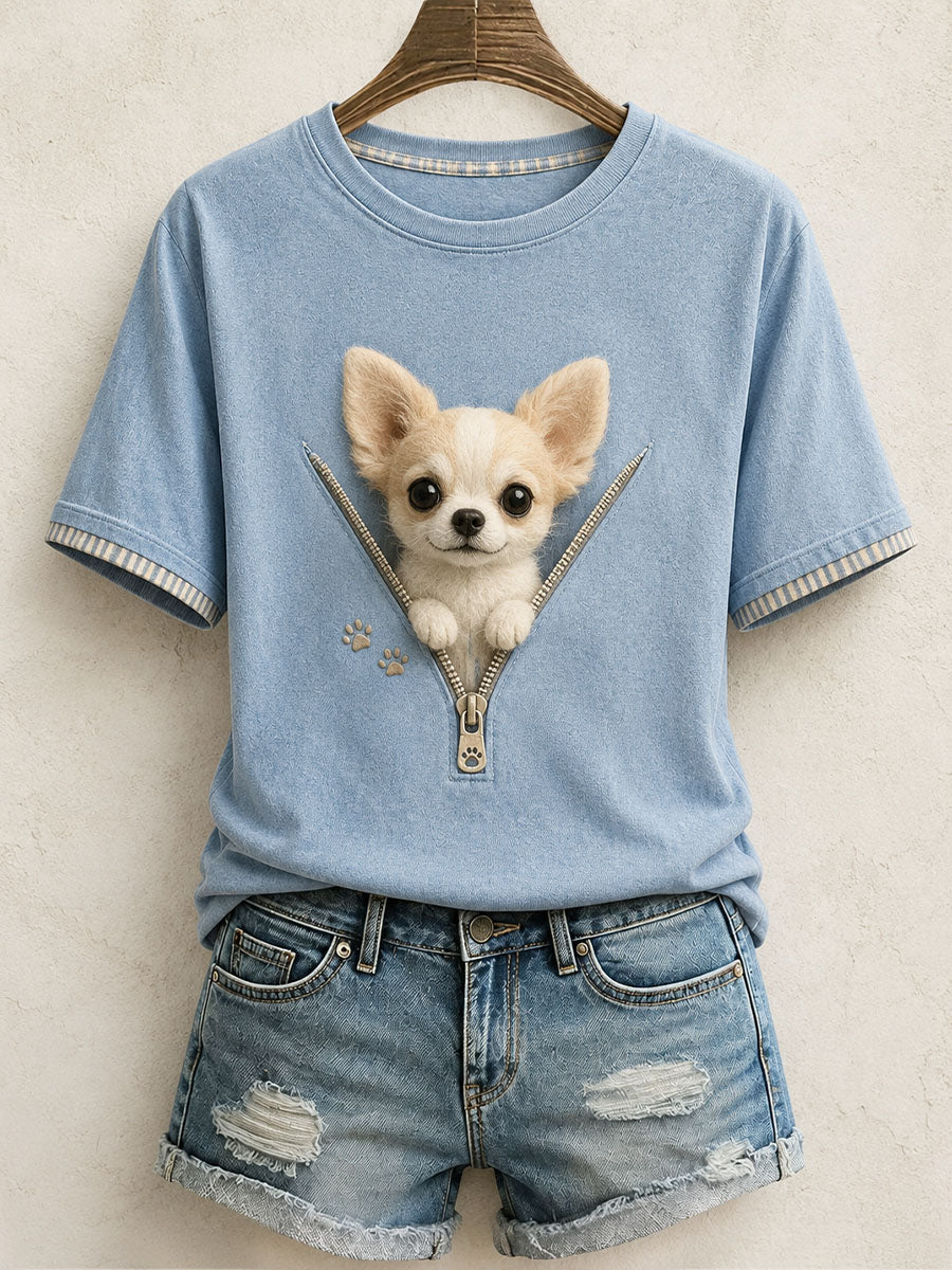 Women's Lovely Chihuahua Felt Art T-Shirt gracestitchs