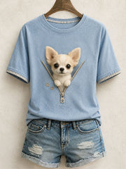 Women's Lovely Chihuahua Felt Art T-Shirt gracestitchs