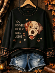 Women's Autumn Dog Regular Sweatshirt gracestitchs