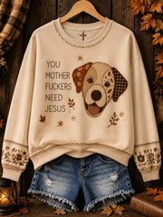 Women's Autumn Dog Regular Sweatshirt gracestitchs