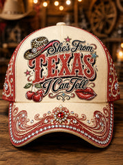 Unisex She's From Texas I Can Tell Print Hat gracestitchs
