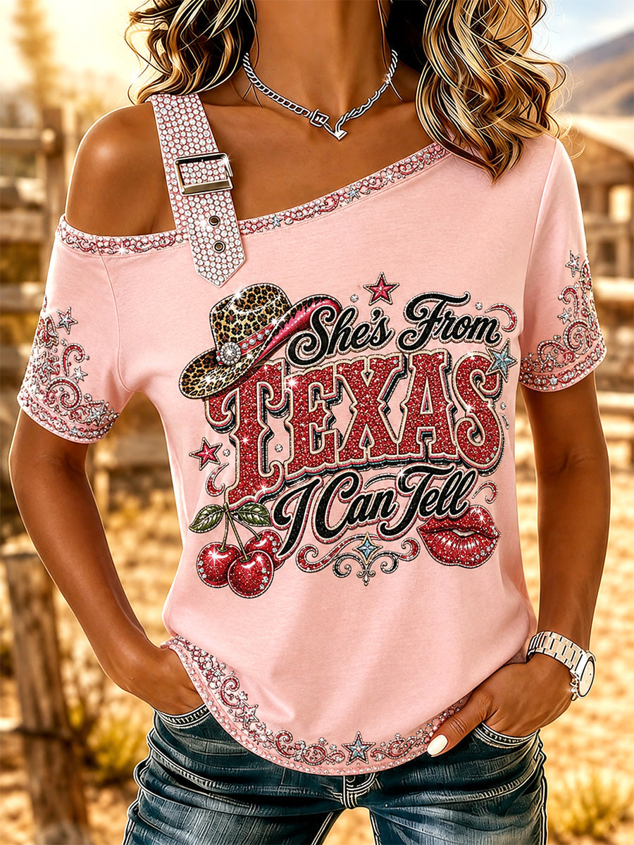Women's She's From Texas I Can Tell Print Casual Tee gracestitchs