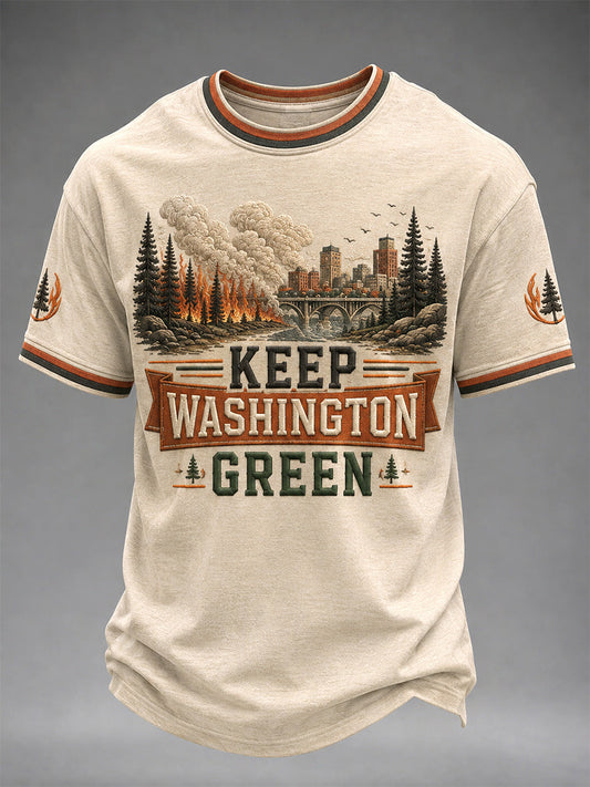 Men's Pray For Spokane Complex Fire Print Casual Tee gracestitchs
