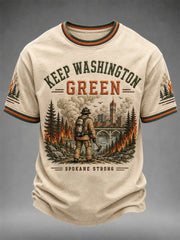 Men's Pray For Spokane Complex Fire Print Casual Tee gracestitchs