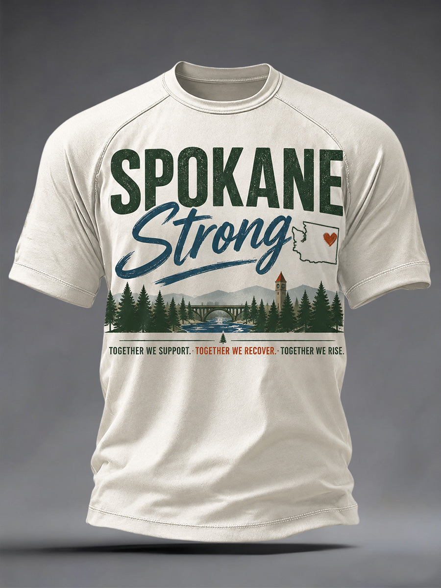 Men's Pray For Spokane Complex Fire Print Casual Tee gracestitchs