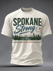 Men's Pray For Spokane Complex Fire Print Casual Tee gracestitchs