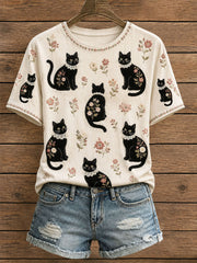 Women's Floral Cat T-Shirt gracestitchs