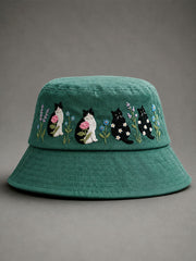 Unisex Floral Cats Bucket Hats gracestitchs