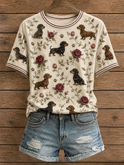 Women's Floral Dachshund T-Shirt gracestitchs