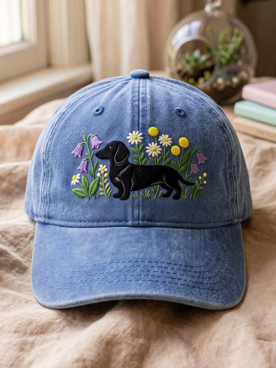 Unisex Washed-Cotton Dachshund Hats gracestitchs