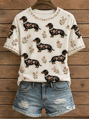 Women's Floral Dachshund T-Shirt gracestitchs