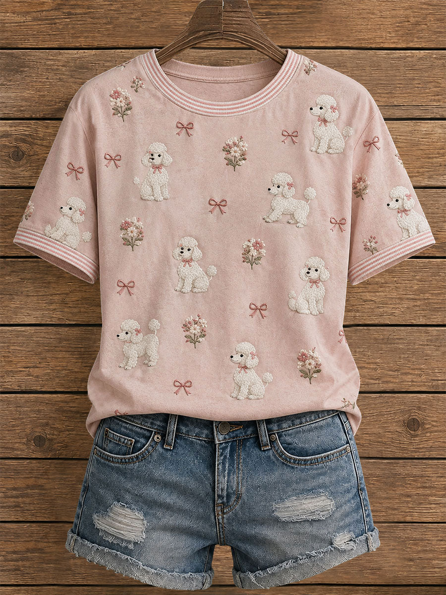 Women's Floral Poodle T-Shirt gracestitchs