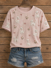 Women's Floral Poodle T-Shirt gracestitchs