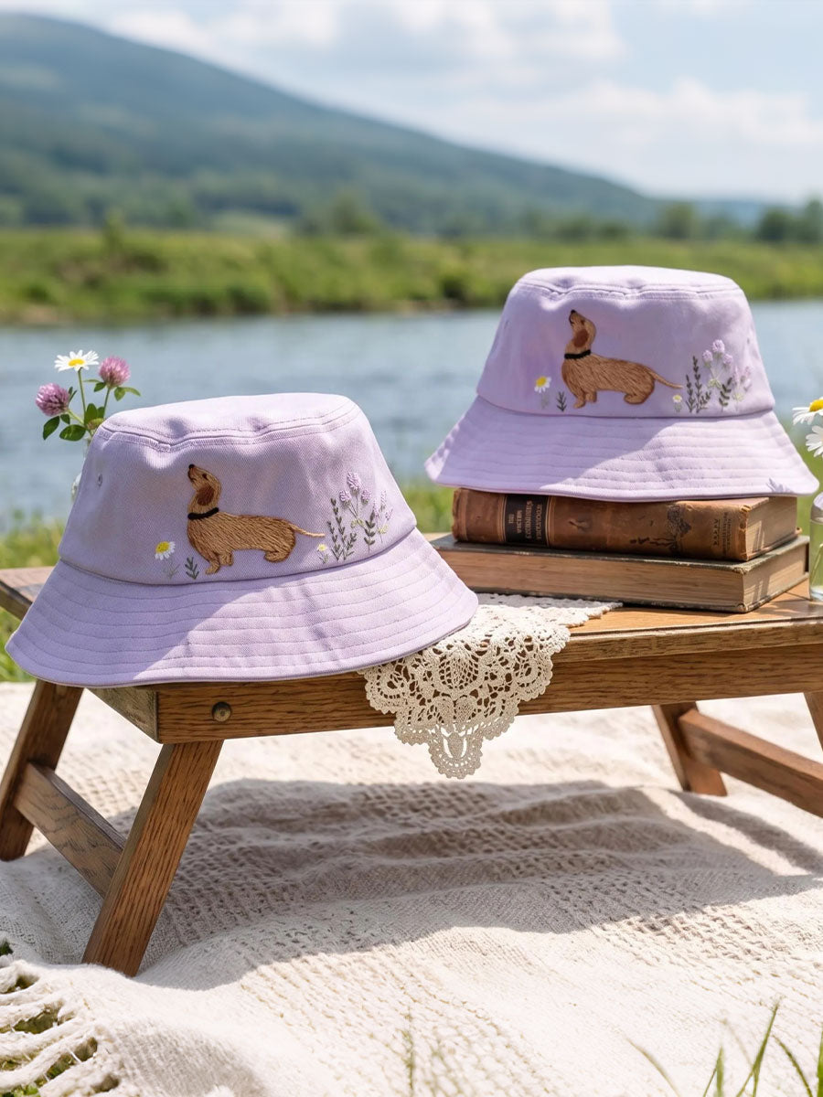 Floral Dachshund Bucket Hats gracestitchs