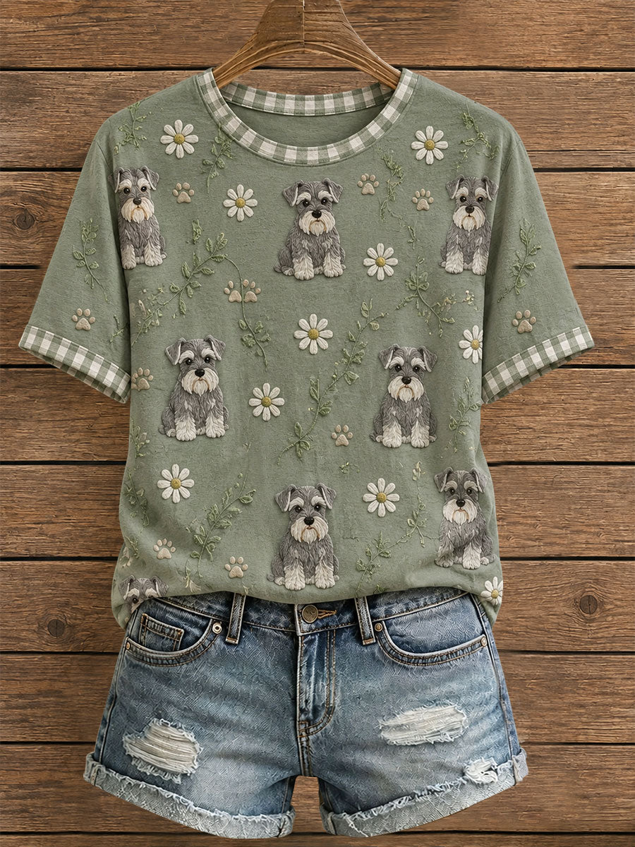 Women's Floral Schnauzer T-Shirt gracestitchs