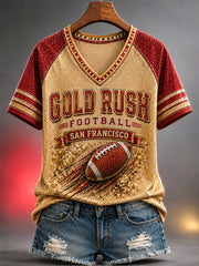 Women's Football Gameday Gift For Football Fans Casual V-Neck Tee gracestitchs