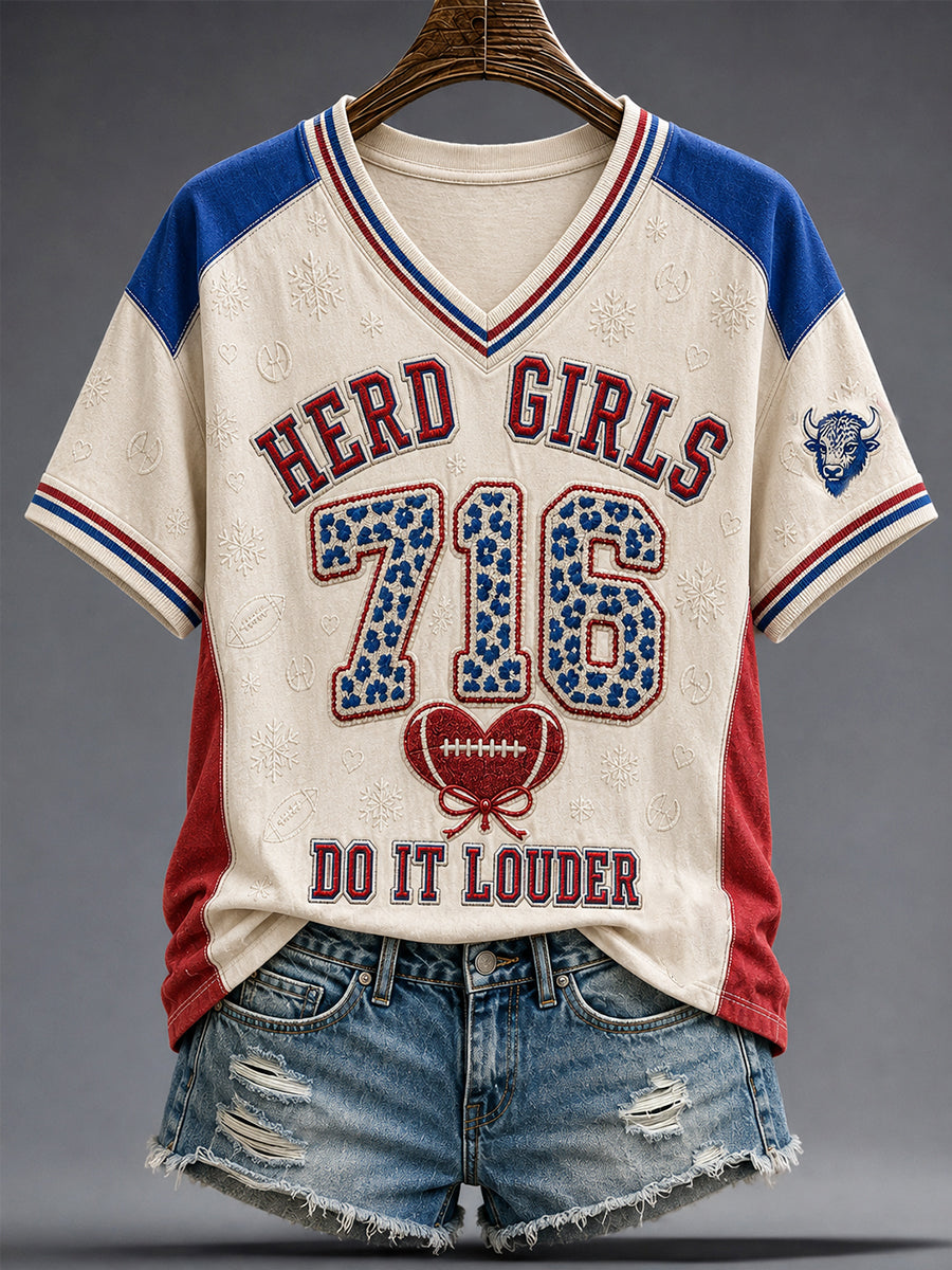 Women's Football Lover Bulls Buffalo Art Printed T-shirt gracestitchs