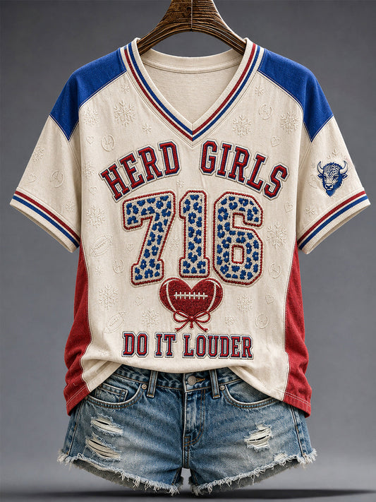 Women's Football Lover Bulls Buffalo Art Printed T-shirt gracestitchs