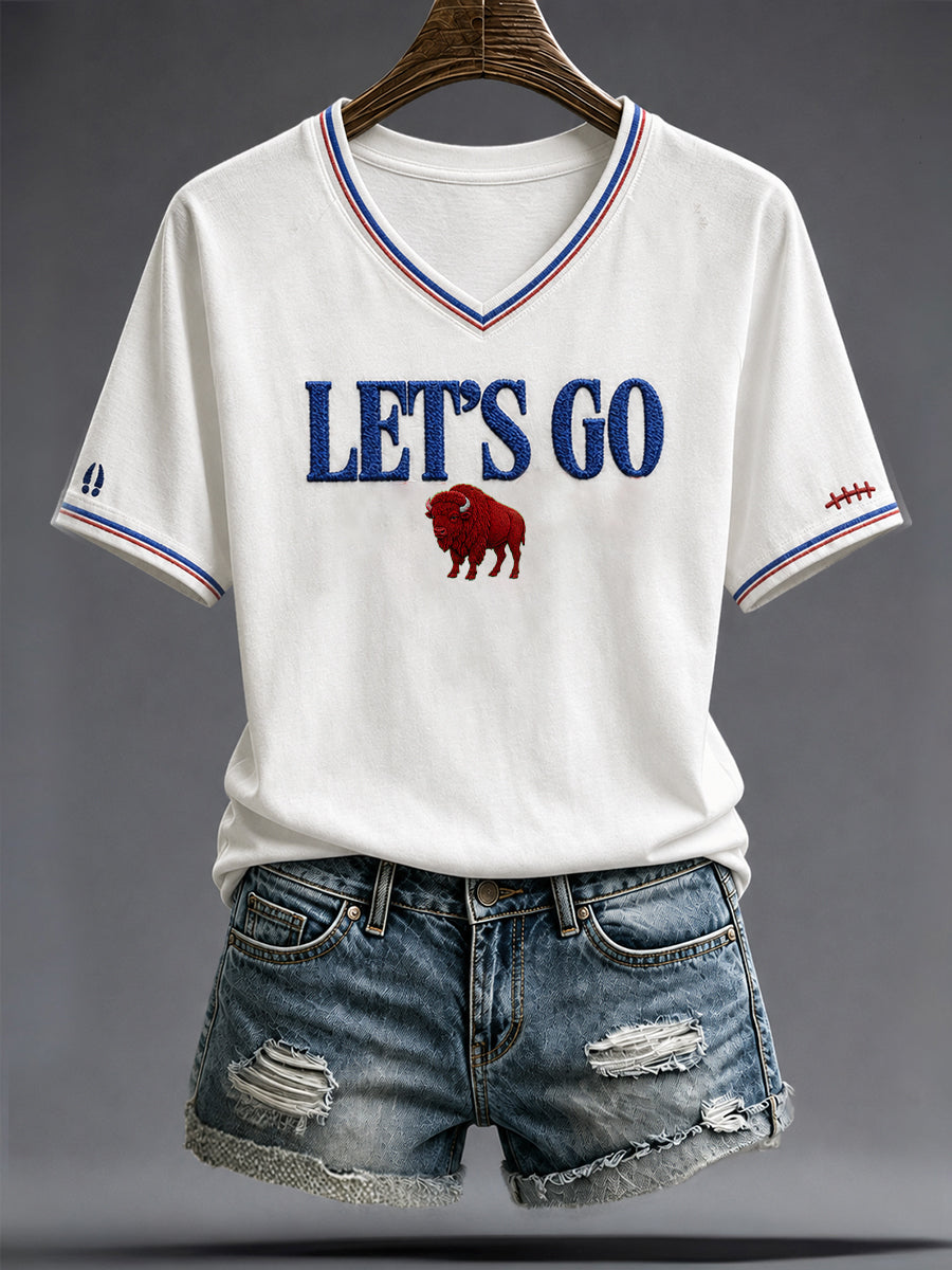 Women's Football Lover Bulls Buffalo Art Printed T-shirt gracestitchs