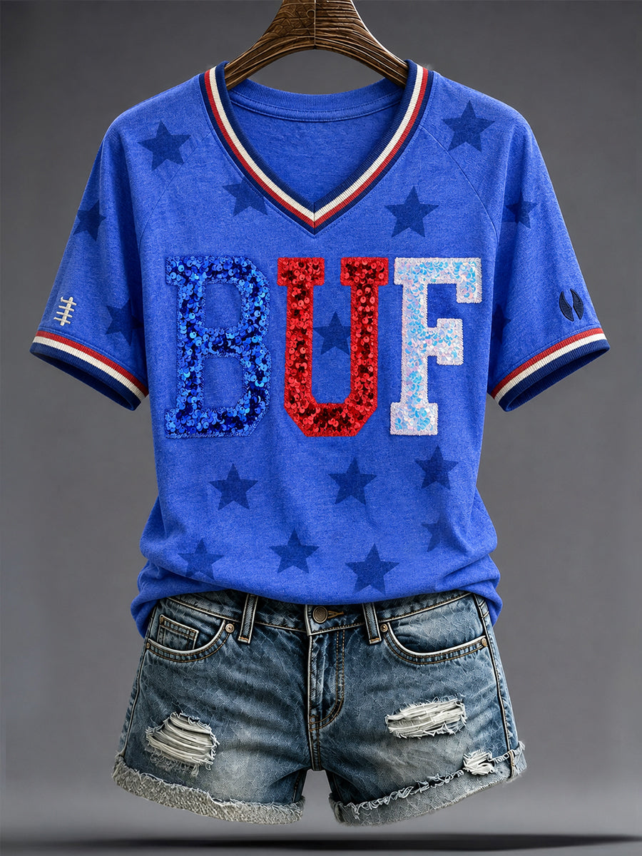 Women's Football Lover Bulls Buffalo Art Printed T-shirt gracestitchs