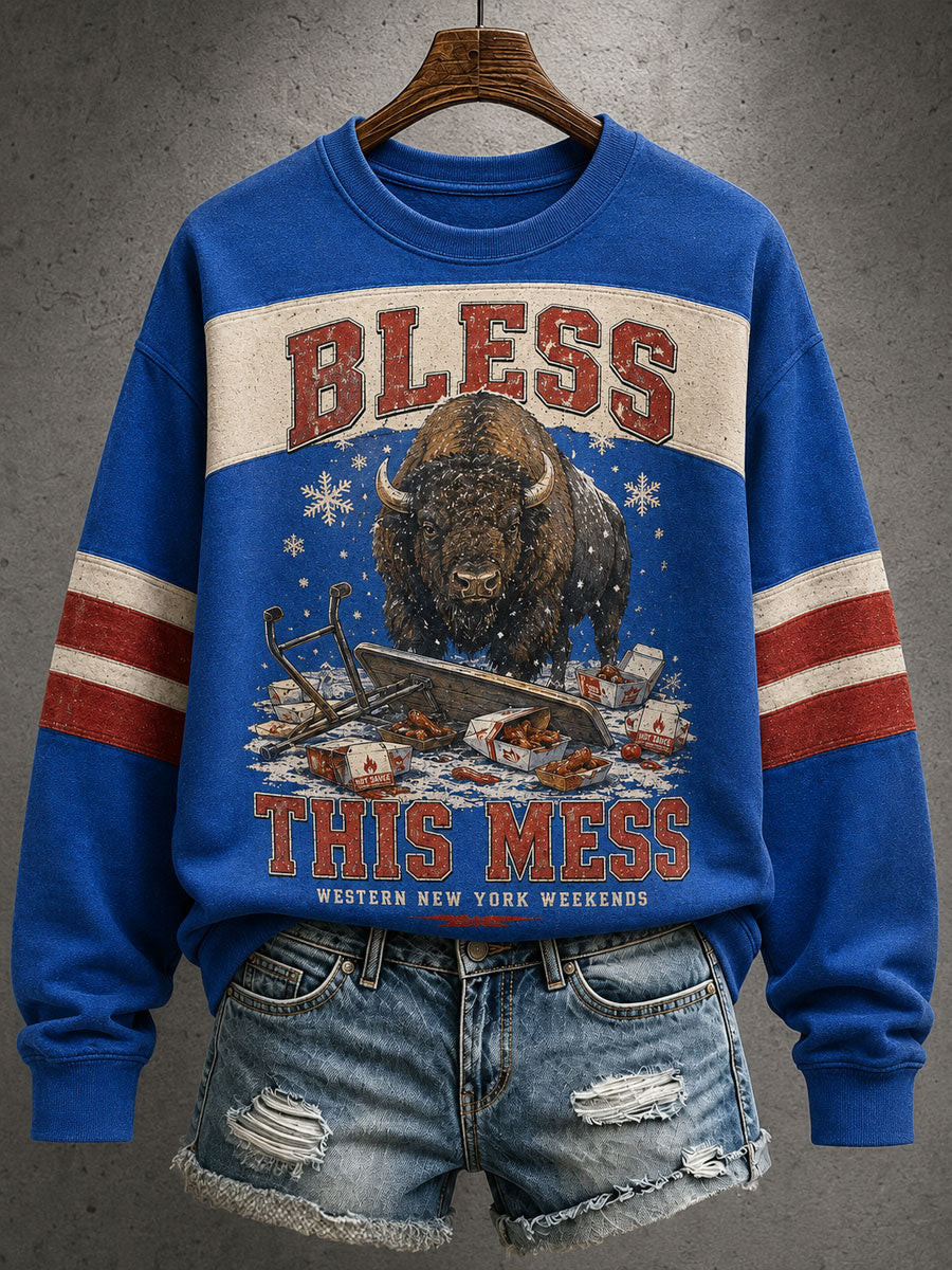 Women's Football Bulls Bills Lover Go Good Printed Sweatshirt gracestitchs