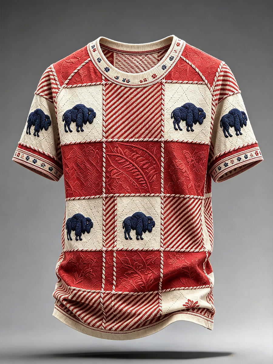 Unisex Football Lover Bulls Buffalo Art Printed T-shirt gracestitchs