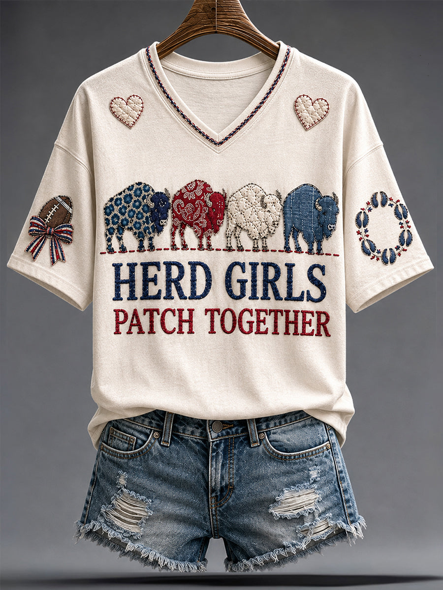 Women's Football Lover Bulls Be Good Art Printed T-shirt gracestitchs