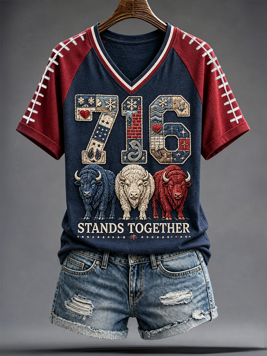 Women's Football Lover Bulls Be Good Art Printed T-shirt gracestitchs