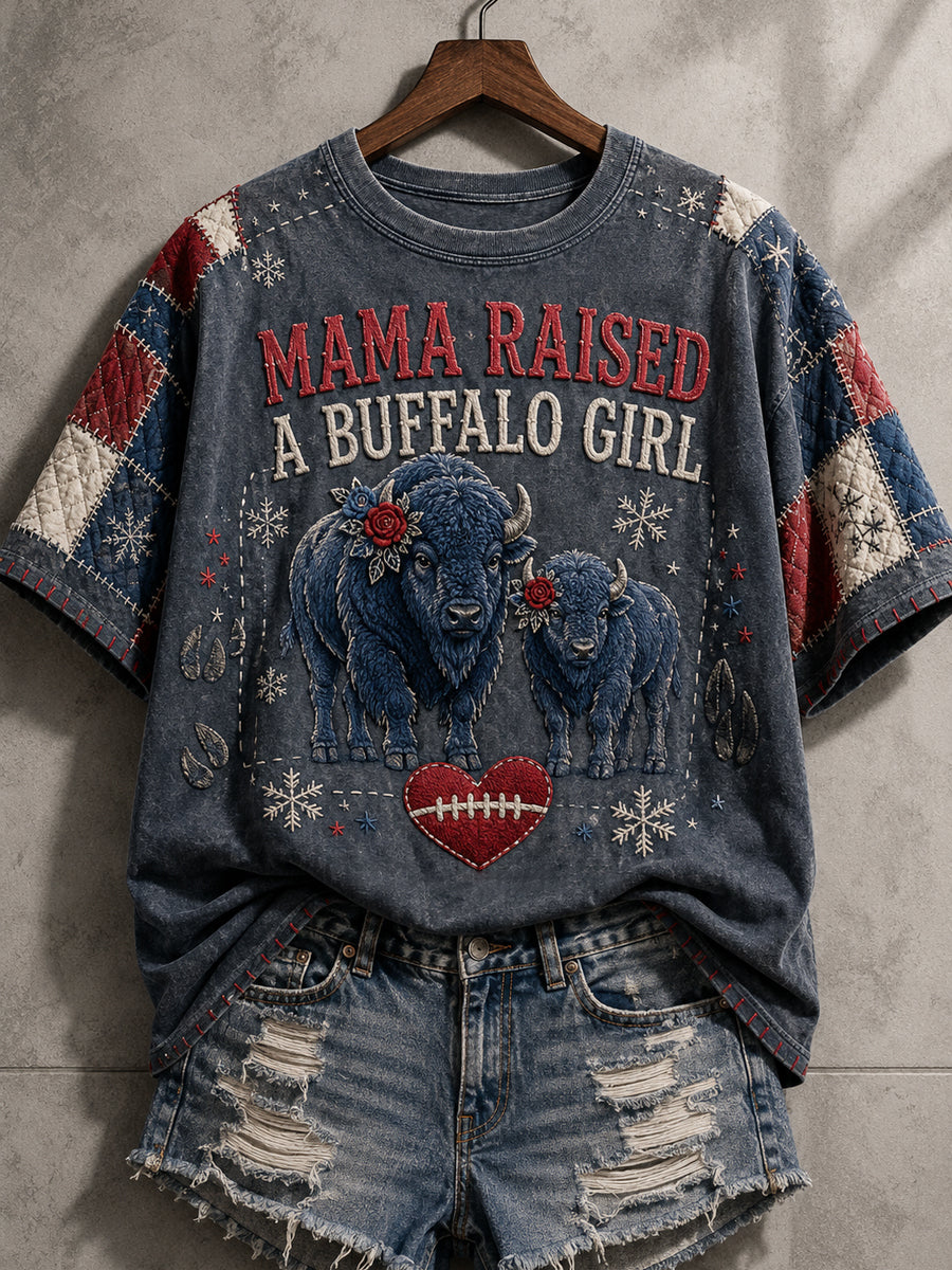 Women's Football Lover Bulls Buffalo Art Printed T-shirt gracestitchs