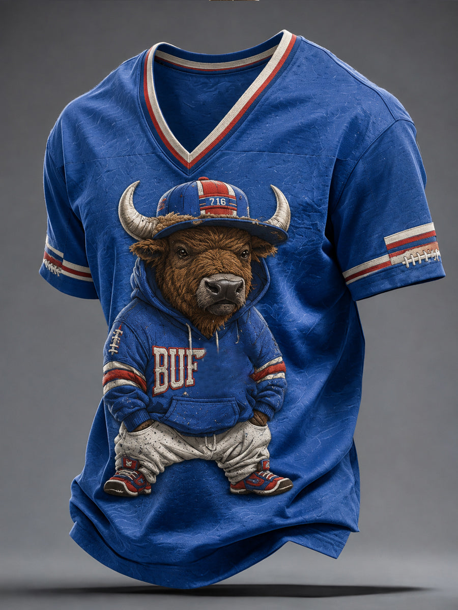 Men's Football Lover Bulls BUF Art Printed T-shirt gracestitchs