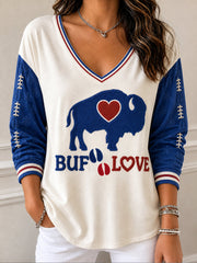 Women's Football Lover Bulls BUF Art Printed T-Shirt gracestitchs