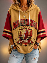 Women’s Football Gameday Gift For Football Fans Casual 3/4 Sleeve Hoodie gracestitchs