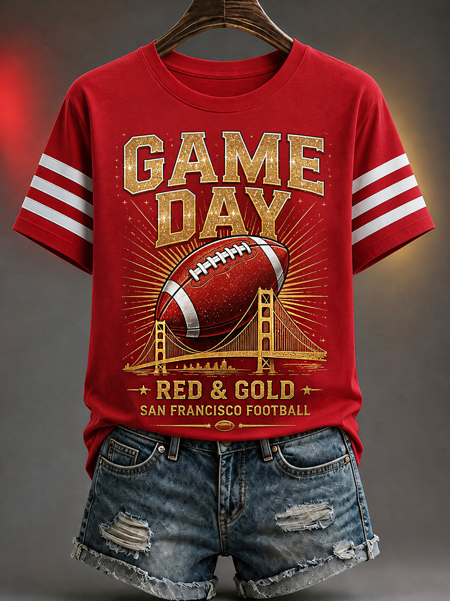 Women's Football Gameday Gift For Football Fans Casual Tee gracestitchs