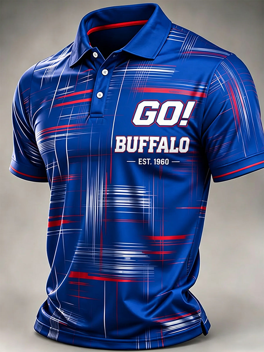 Men's Football Lover Buffalo Print Polo gracestitchs