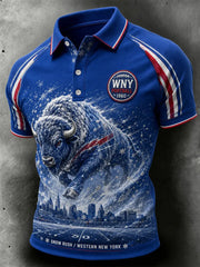 Men's Football Lover Buffalo Print Polo gracestitchs