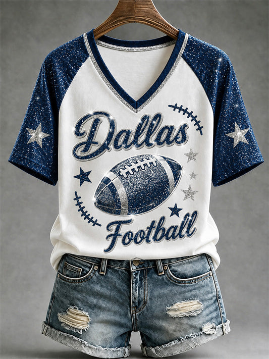 Women's Football Gameday Gift For Football Fans Casual V-Neck Tee gracestitchs