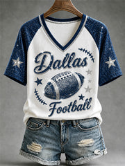 Women's Football Gameday Gift For Football Fans Casual V-Neck Tee gracestitchs