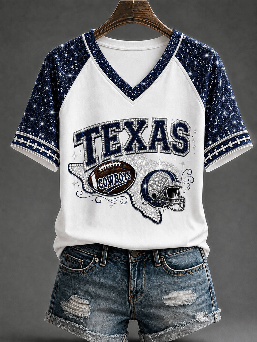 Women's Game Day Football Casual T-Shirt gracestitchs