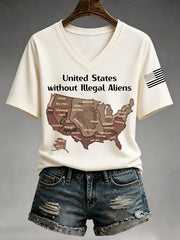 Women's United States Without Illegal Aliens V-Neck Tee gracestitchs
