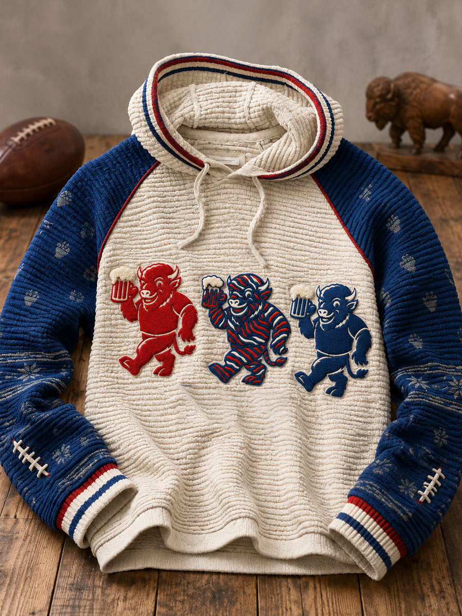 Men's Football Lover Bulls BUF Art Printed Hoodie gracestitchs