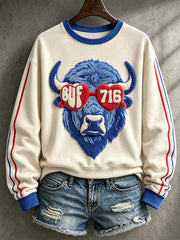 Women's Football Lover Bulls BUF Art Printed Sweatshirt gracestitchs