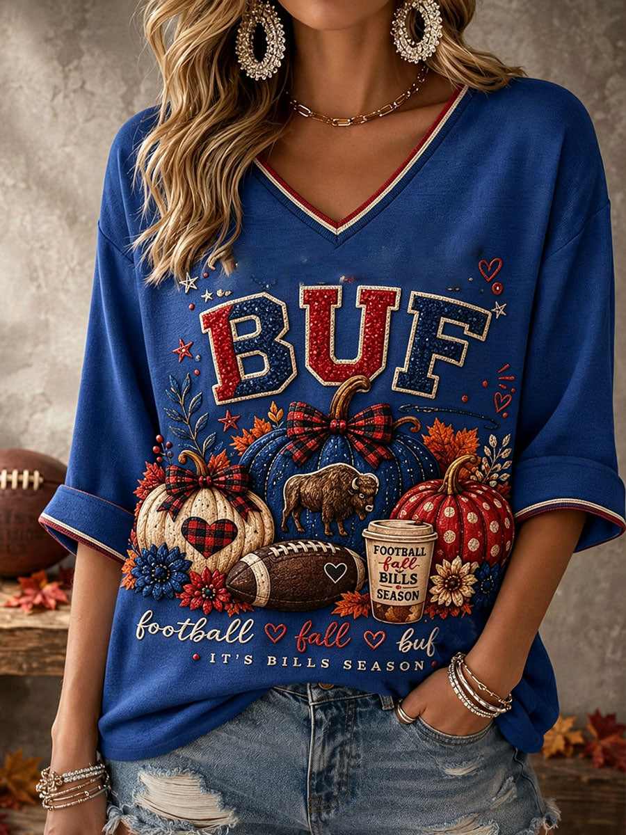 Women's Football Lover Bulls BUF Art Printed T-shirt gracestitchs