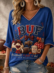 Women's Football Lover Bulls BUF Art Printed T-shirt gracestitchs