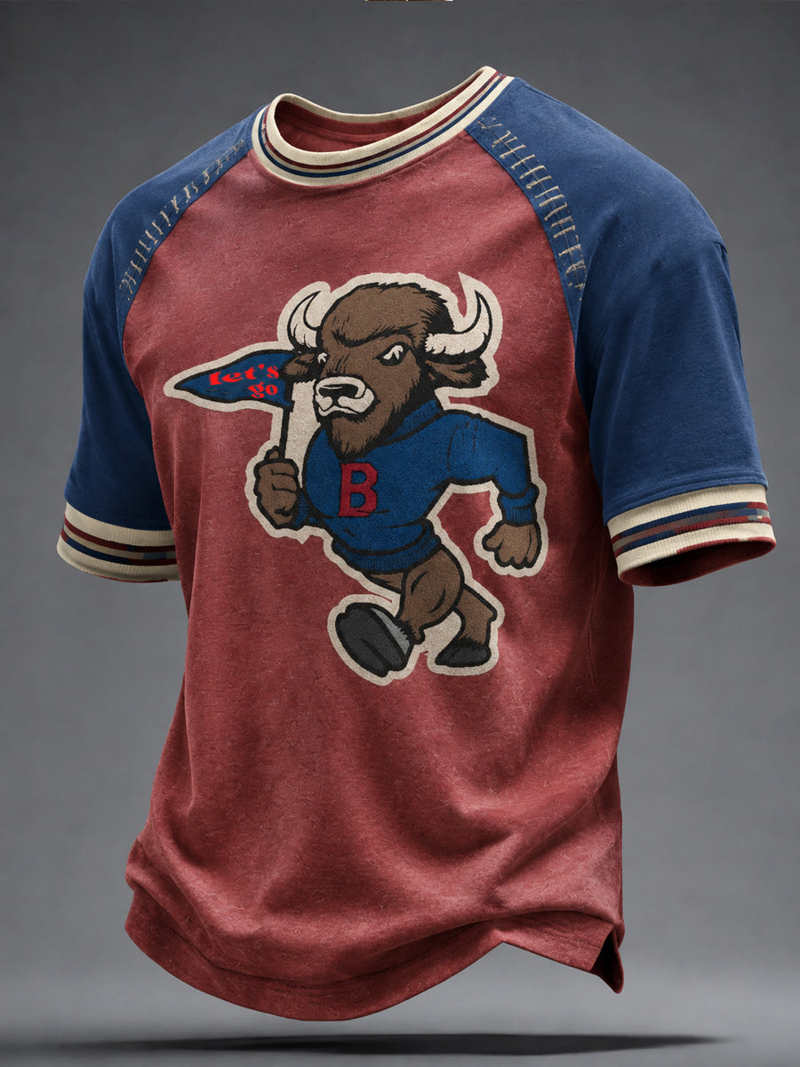 Men's Football Lover Bulls BUF Art Printed T-shirt gracestitchs