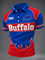 Men's Football Lover Buffalo Print Polo gracestitchs