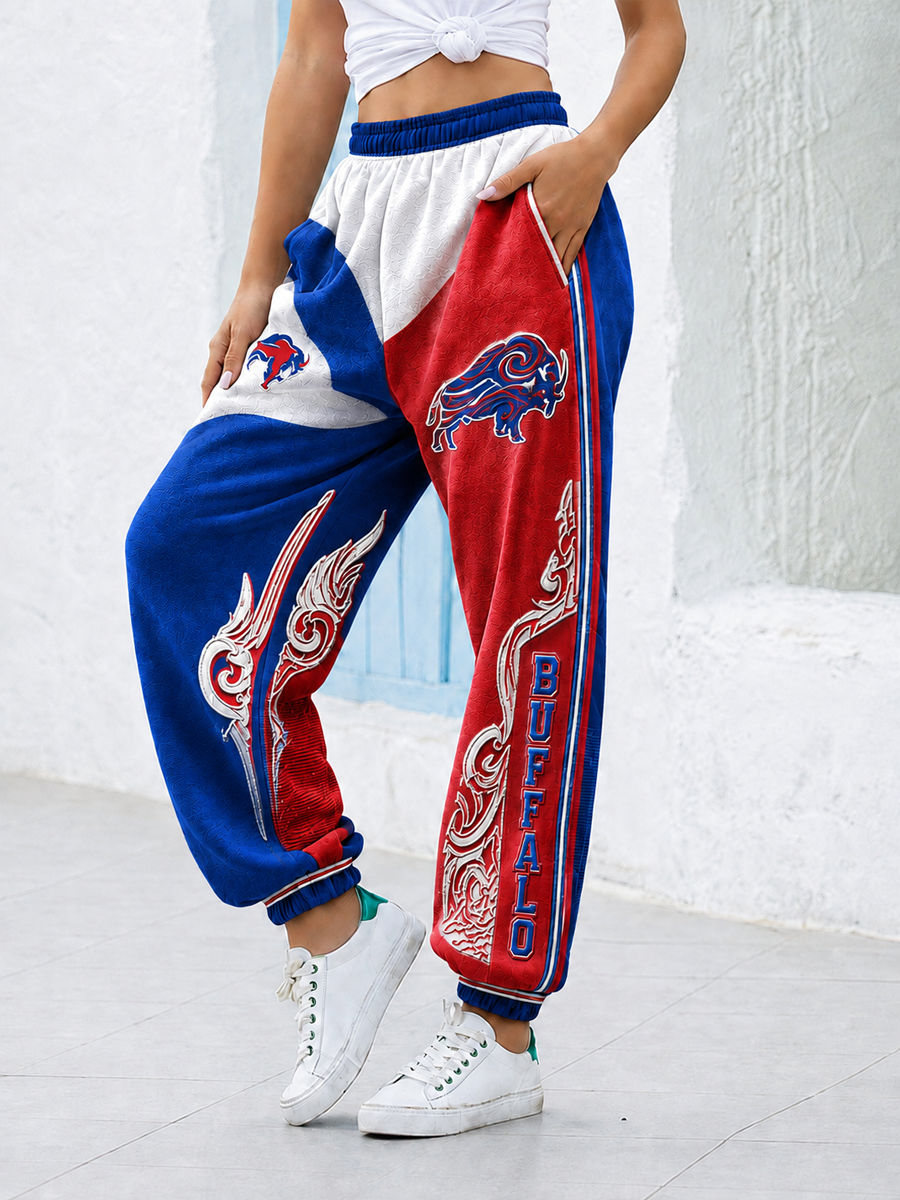 Women's Football Lover Bulls BUF Art Printed Sweatpants gracestitchs