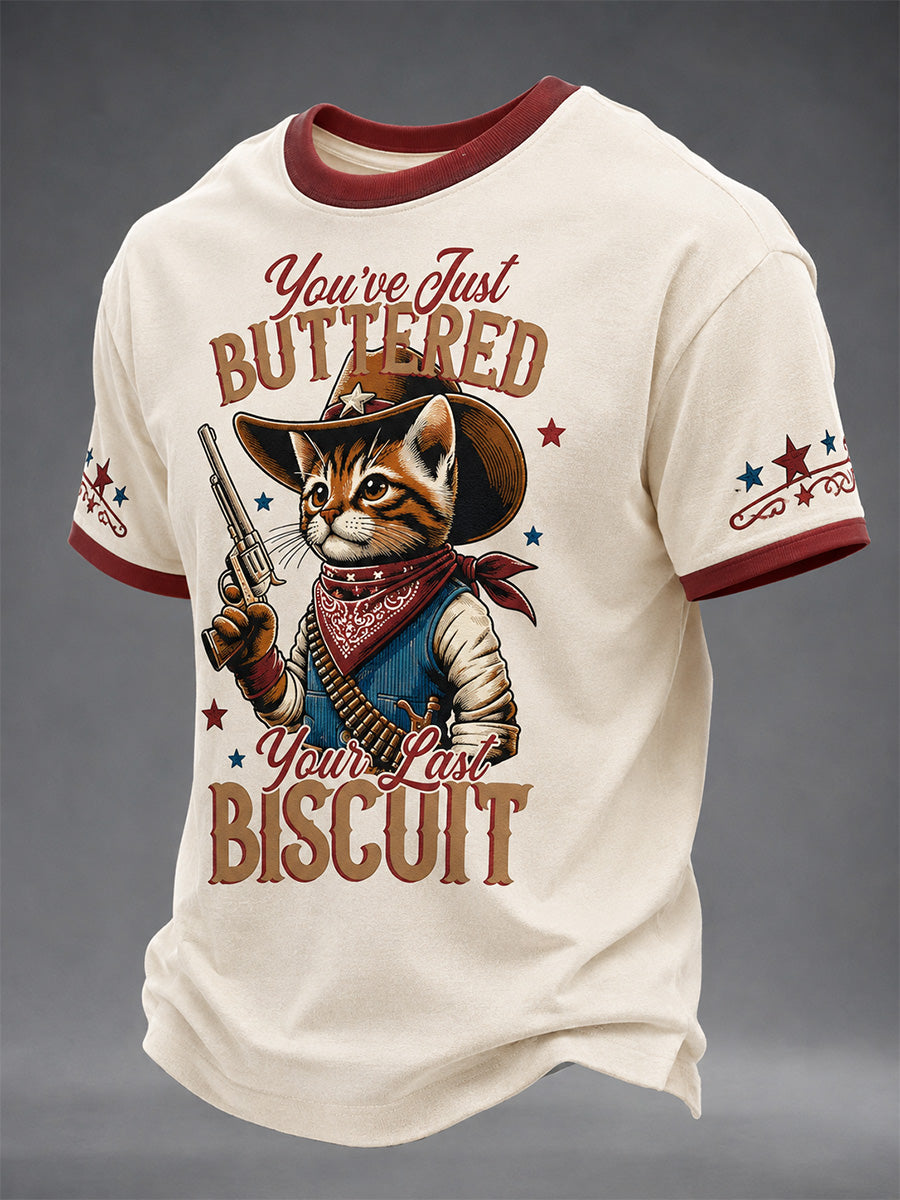 Men's You’ve Just Buttered Your Last Biscuit Print Casual Tee gracestitchs