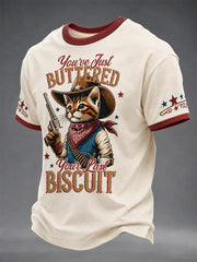 Men's You’ve Just Buttered Your Last Biscuit Print Casual Tee gracestitchs
